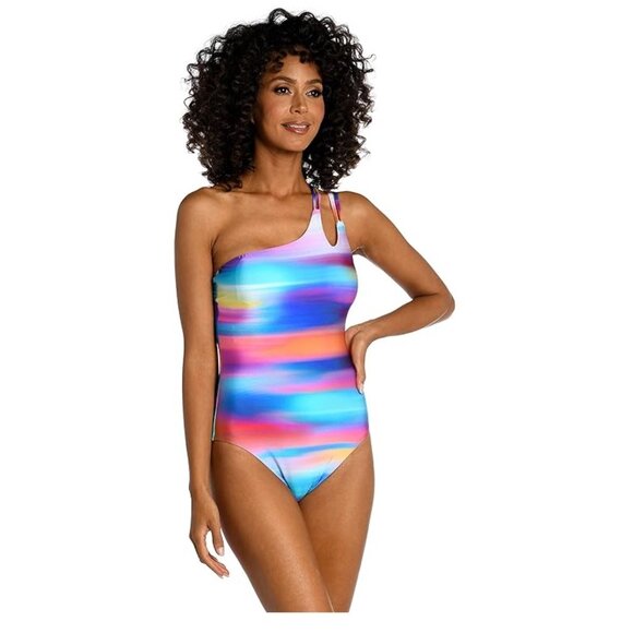 NWT La Blanca Women Strappy Shoulder One Piece Multicolor Sizes 4-16 $130 9B719 - Picture 3 of 3